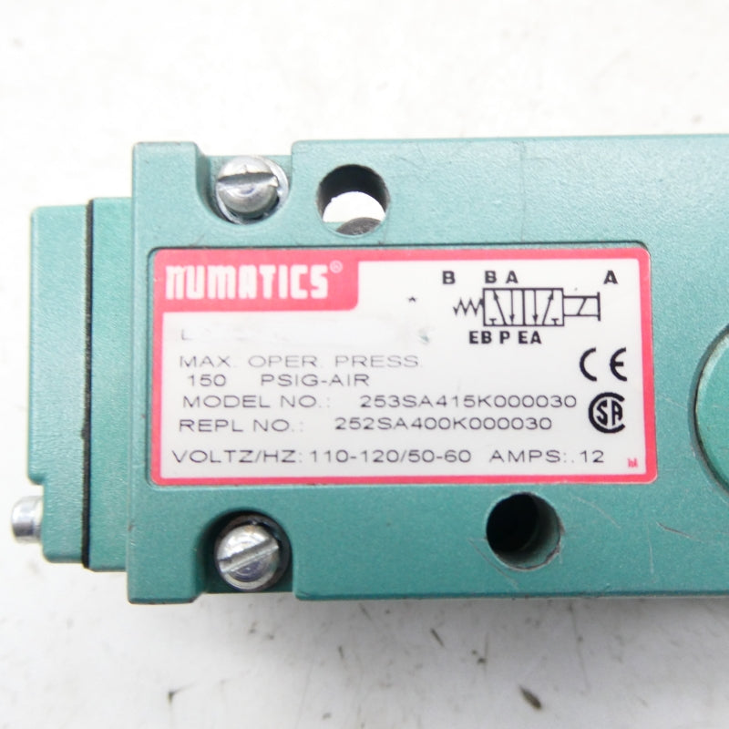 NUMATICS 252SA400K000030 110-120V .12A 150PSI NSNP
