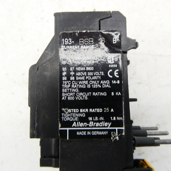ALLEN BRADLEY 193-BSB16B SER. B 1-1.6A NSNP