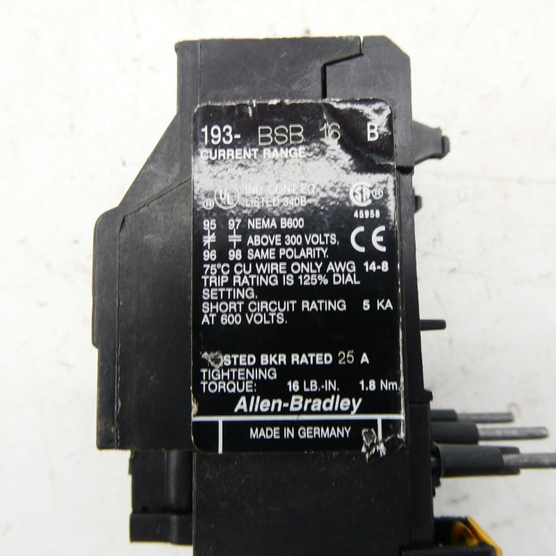 ALLEN BRADLEY 193-BSB16B SER. B 1-1.6A NSNP