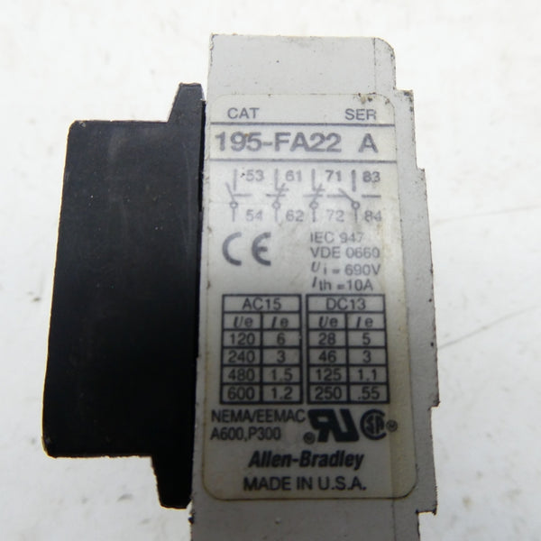ALLEN BRADLEY 195-FA22 SER. A 600V 1.2A UNMP