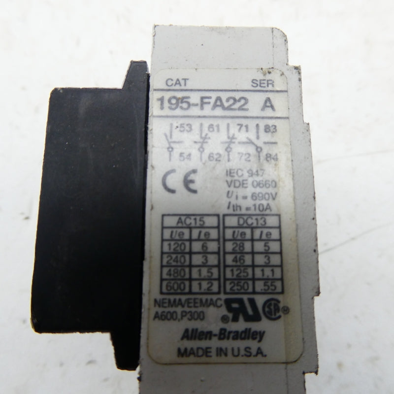 ALLEN BRADLEY 195-FA22 SER. A 600V 1.2A UNMP