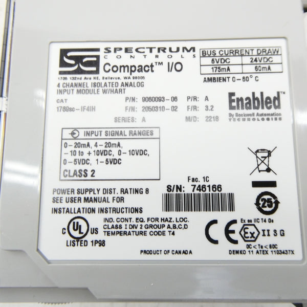 SPECTRUM CONTROLS 1769SC-IF4IH SER. A 24VDC NSMP