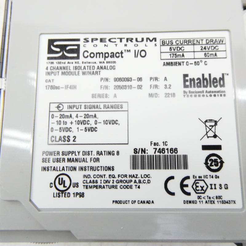 SPECTRUM CONTROLS 1769SC-IF4IH SER. A 24VDC NSMP