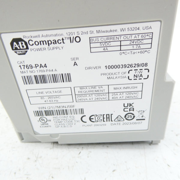 ALLEN BRADLEY 1769-PA4 SER. A 85-265VAC NSMP