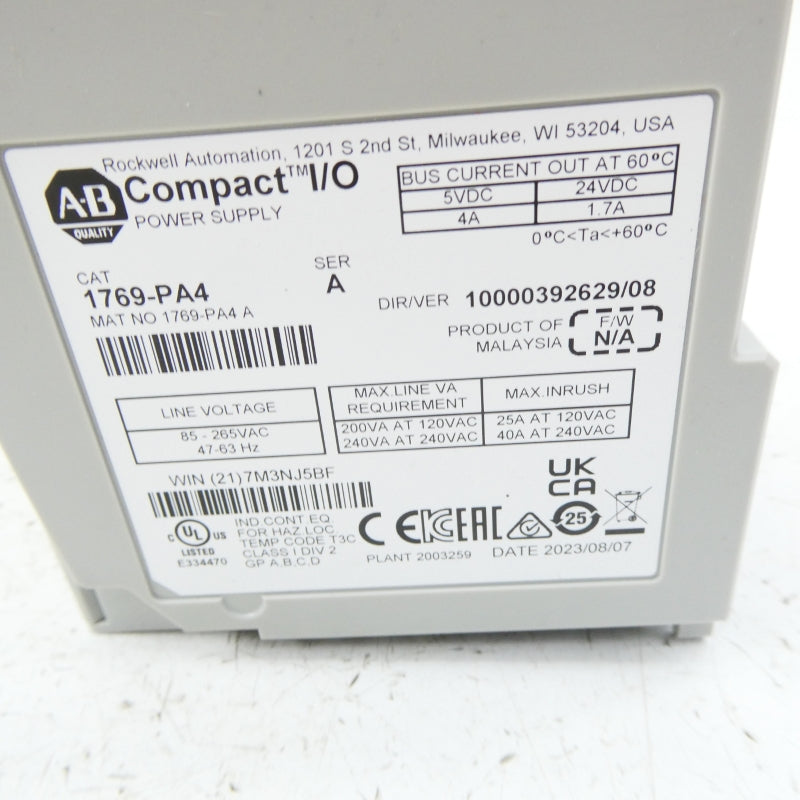 ALLEN BRADLEY 1769-PA4 SER. A 85-265VAC NSMP