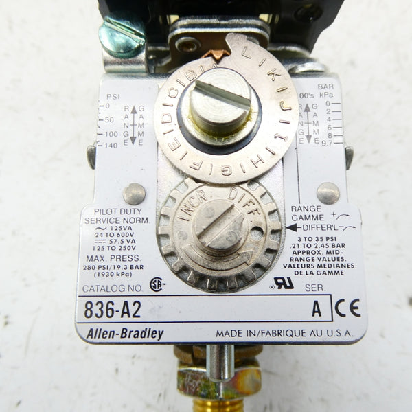ALLEN BRADLEY 836-A2 SER. A 24-600V 3-35PSI (AS PICTURED) NSMP