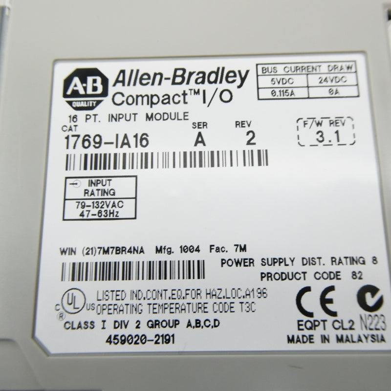 ALLEN BRADLEY 1769-IA16 SER. A F/W 3.1 79-132VAC REV. 2 NSMP