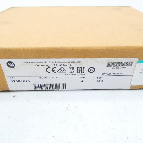 ALLEN BRADLEY 1756-IF16 SER. A F/W 1.005 DATE: 2017 NSFS