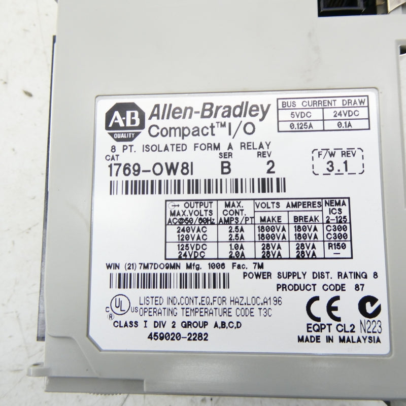 ALLEN BRADLEY 1769-OW8I SER. B F/W 3.1 24VDC REV. 2 NSMP