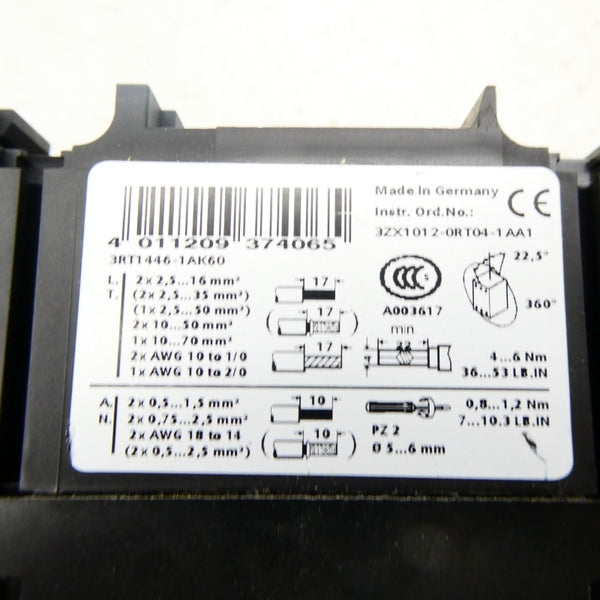 SIEMENS 3RT1446-1AK60 110/120V NSMP