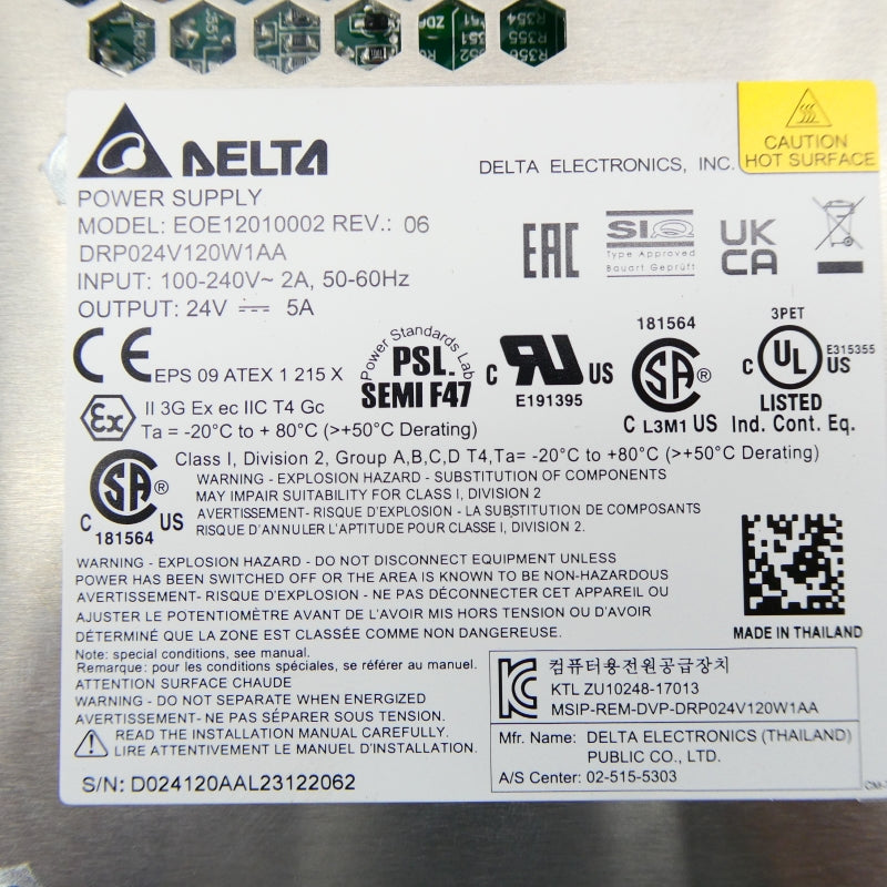 DELTA ELECTRONICS DRP024V120W1AA EOE12010002 100-240V 2A REV. 06 NSMP