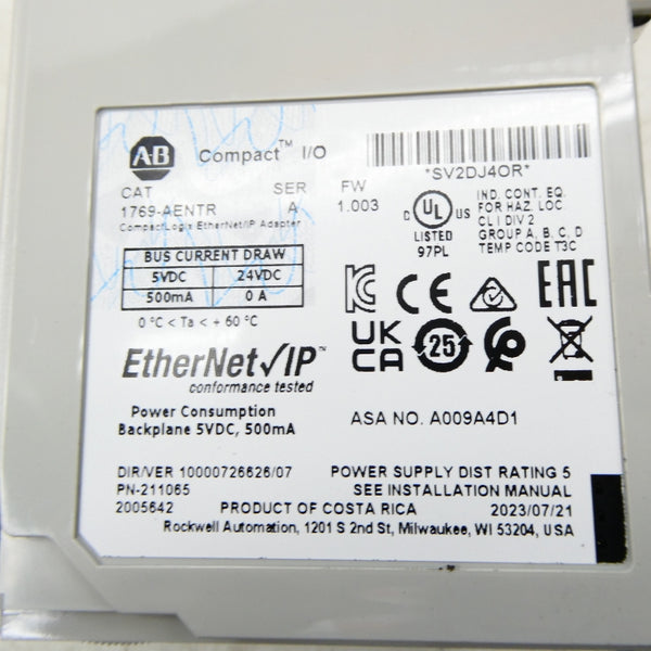 ALLEN BRADLEY 1769-AENTR SER. A F/W 1.003 24VDC NSMP
