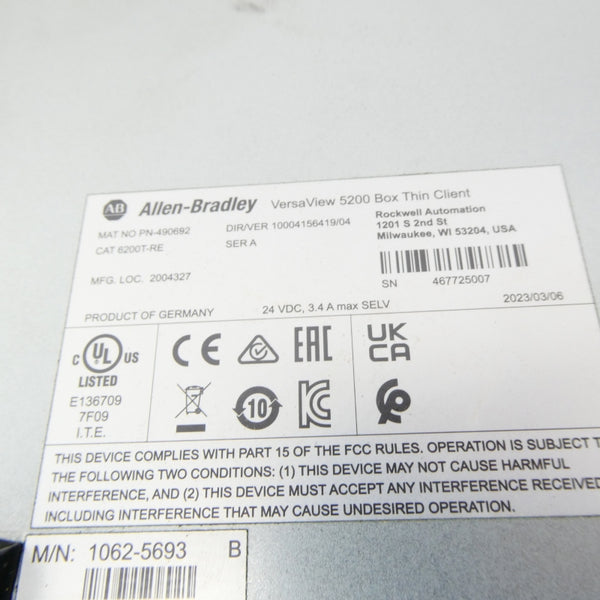 ALLEN BRADLEY 6200T-RE SER. A 24VDC 3.4A NSNP
