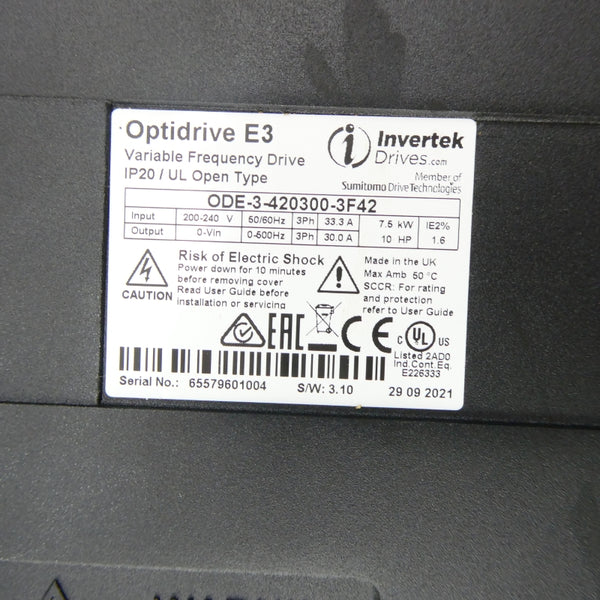 INVERTEK ODE-3-420300-3F42 200-240VAC 33.3A NSNP