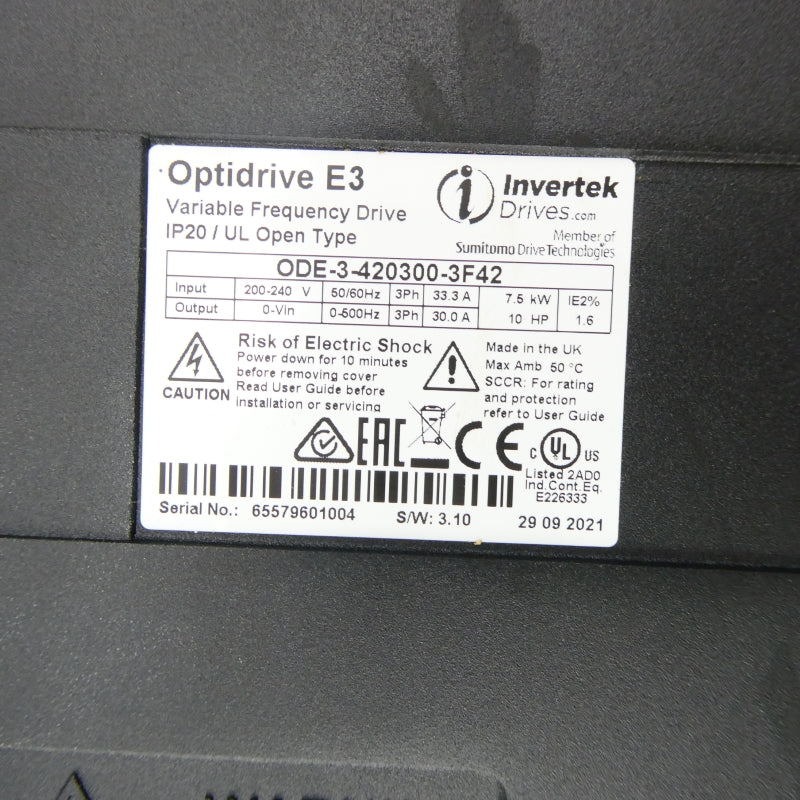 INVERTEK ODE-3-420300-3F42 200-240VAC 33.3A NSNP