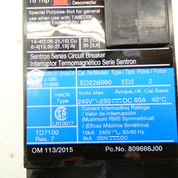 SIEMENS ED22B060 240V 60A NSNP