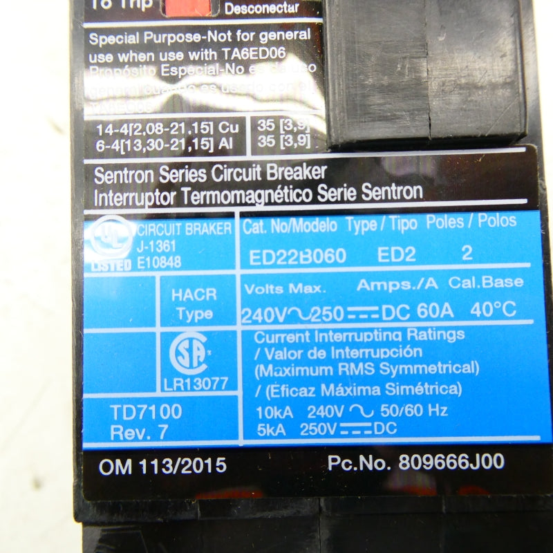 SIEMENS ED22B060 240V 60A NSNP