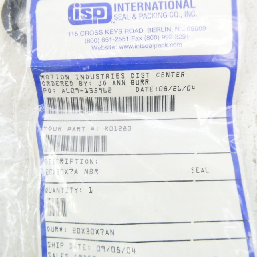 ISP R01280 20X30X7A-NBR NSMP