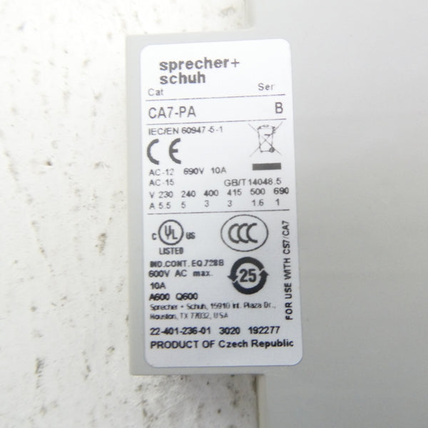 SPRECHER+SCHUH CA7-PA-11 SER. B 600VAC 10A NSMP