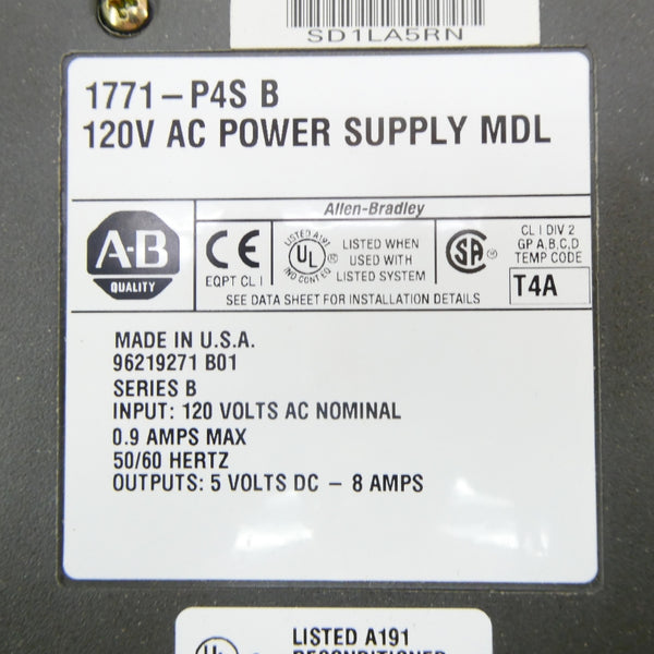 ALLEN BRADLEY 1771-P4S SER. B 120VAC REMAN