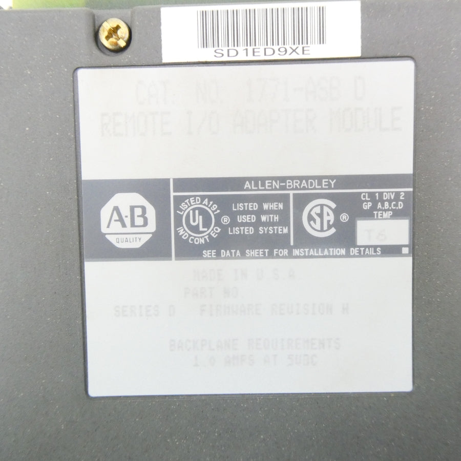 ALLEN BRADLEY 1771-ASB SER. D F/W H NSNP