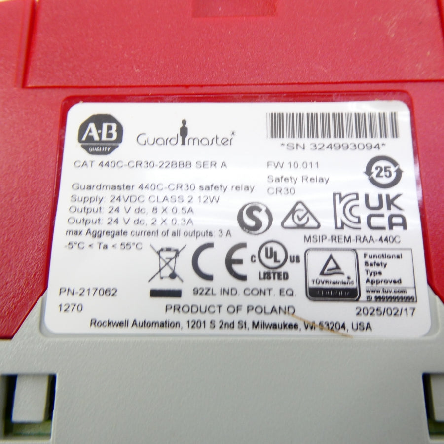 ALLEN BRADLEY 440C-CR30-22BBB SER. A 24VDC F/W 10.011 (BR/WH) NSMP