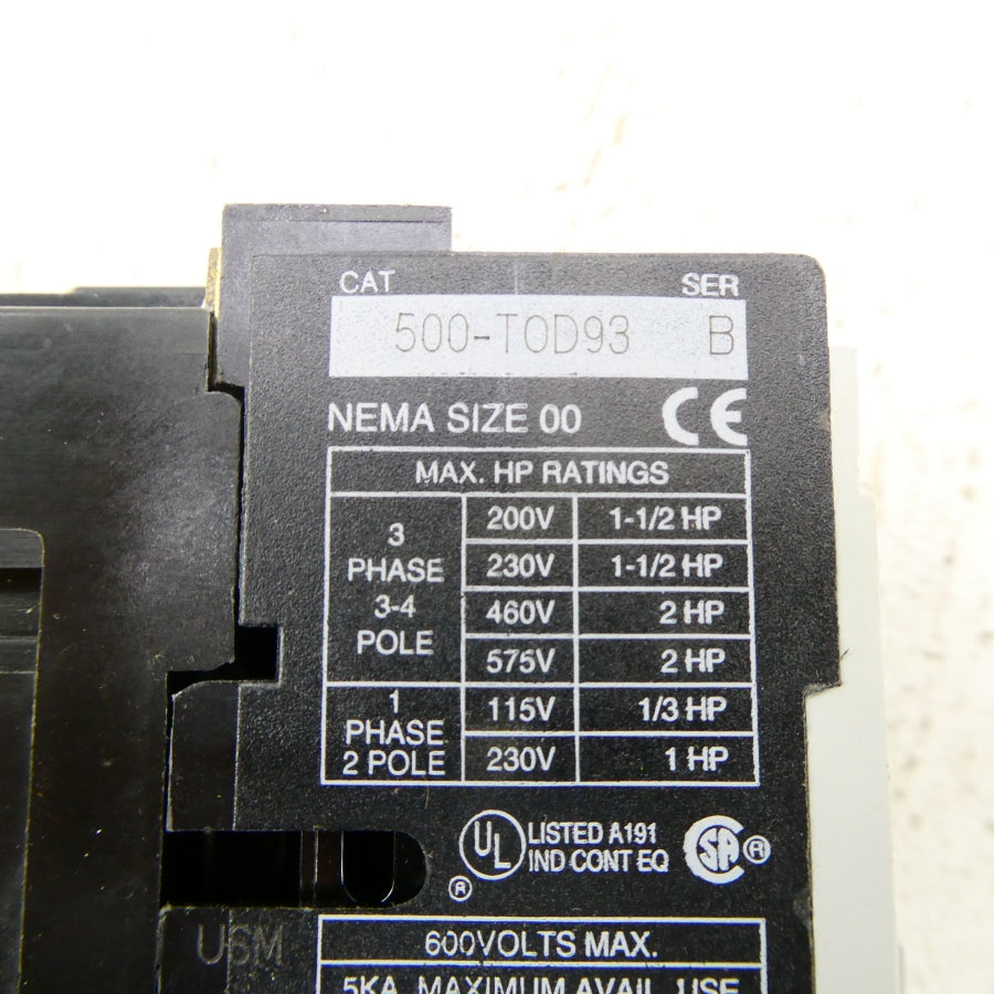 ALLEN BRADLEY 500-TOD93 SER. B 110/115-120V (BR/WH) NSMP