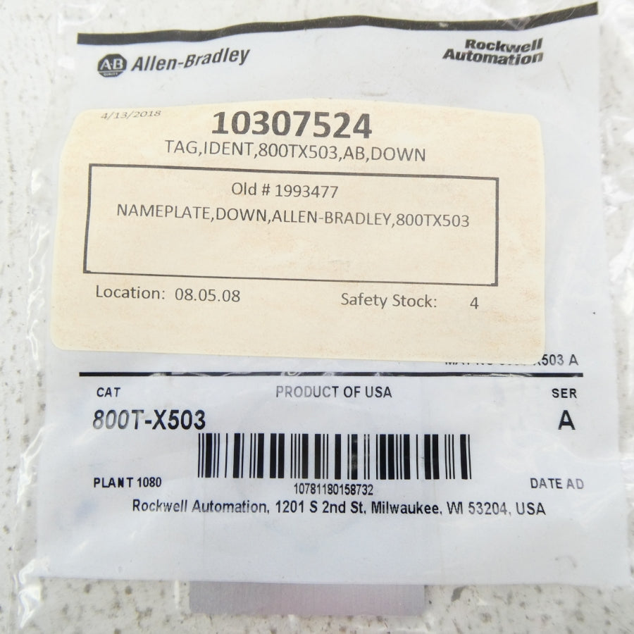 ALLEN BRADLEY 800T-X503 SER. A NSMP