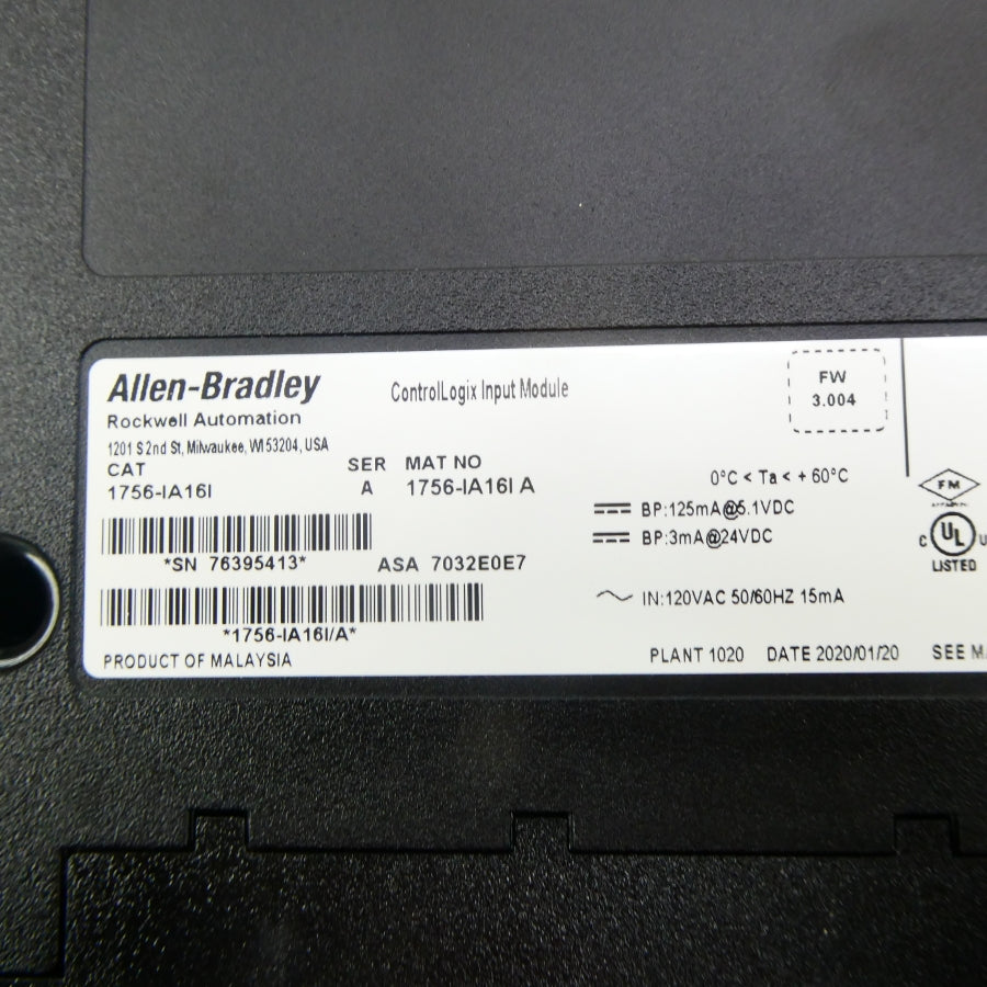 ALLEN BRADLEY 1756-IA16I SER. A F/W 3.004 24VDC NSMP