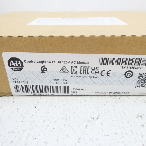 ALLEN BRADLEY 1756-IA16 SER. A F/W 3.4 120VAC DATE: 2023 NSFS