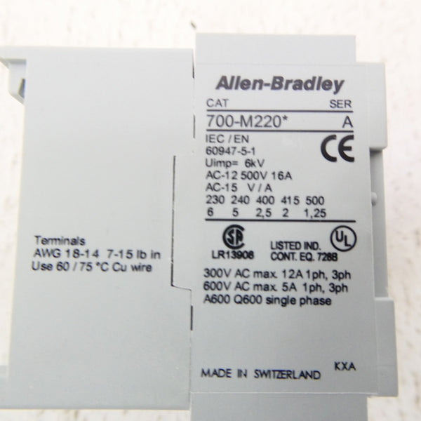 ALLEN BRADLEY 700-M220A4S SER. A 440/480V (WH) NSMP