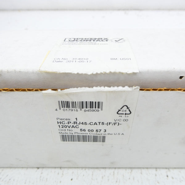 PHOENIX CONTACT HC-P-RJ45-CAT5-(F/F)-120VAC 5600573 NSMP