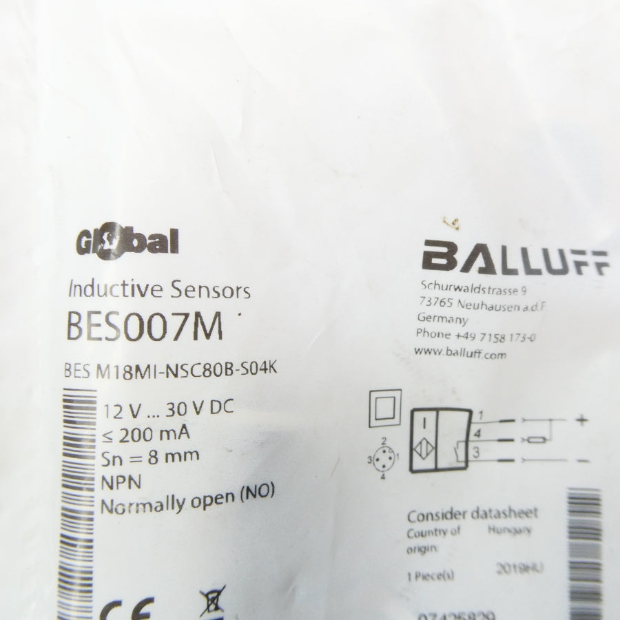 BALLUFF BESM18MI-NSC80B-S04K BES007M 12-30VDC NSMP