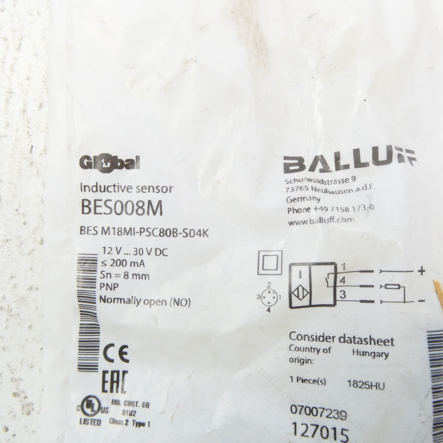 BALLUFF BESM18MI-PSC80B-S04K BES008M 12-30VDC NSMP