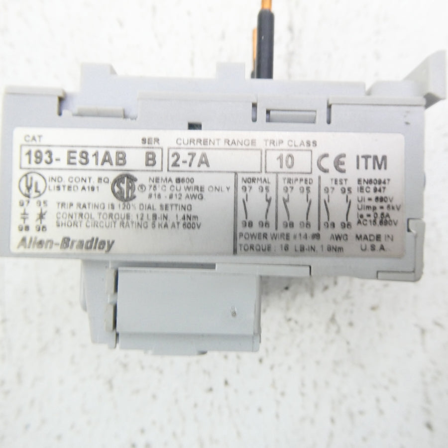 ALLEN BRADLEY 193-ES1AB SER. B 600V 2-7A NSNP