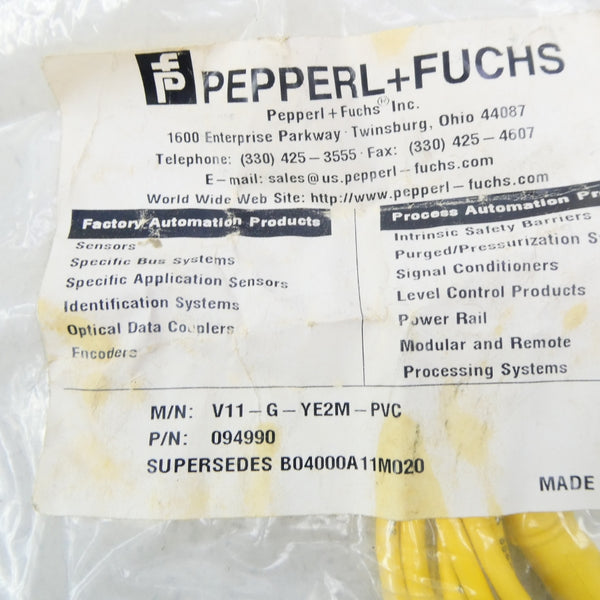 PEPPERL+FUCHS V11-G-YE2M-PVC 094990 NSMP