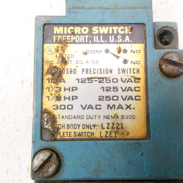 MICRO SWITCH LZE1 125-250VAC 10A UNMP