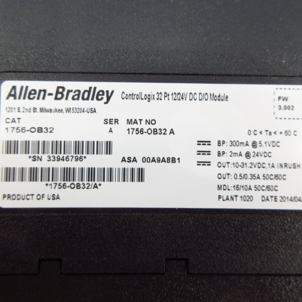ALLEN BRADLEY 1756-OB32 SER. A F/W 3.002 12/24VDC NSMP