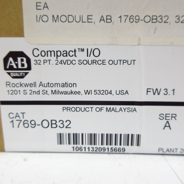 ALLEN BRADLEY 1769-OB32 SER. A F/W 3.1 24VDC DATE: 2020 NSFS
