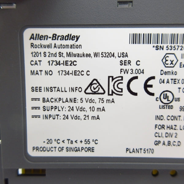 ALLEN BRADLEY 1734-IE2C SER. C F/W 3.004 24VDC NSMP