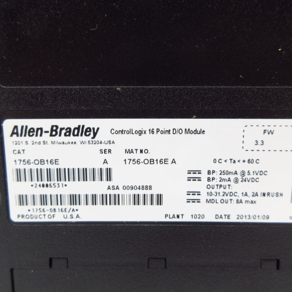 ALLEN BRADLEY 1756-OB16E SER. A F/W 3.3 24VDC NSMP