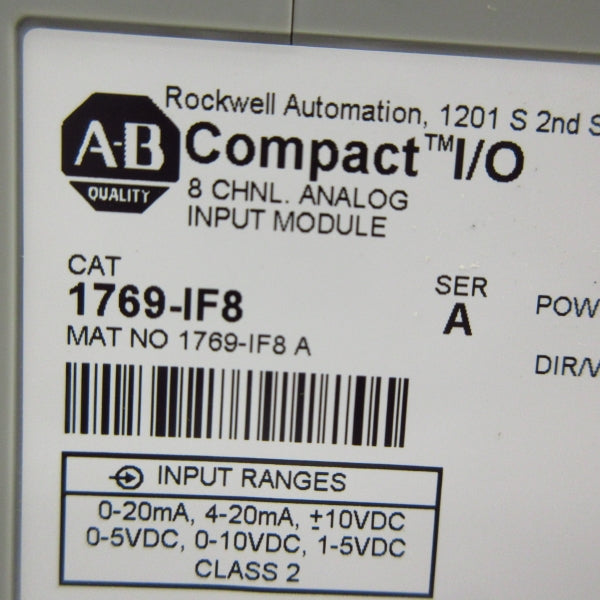 ALLEN BRADLEY 1769-IF8 SER. A F/W 1.1 10VDC NSMP