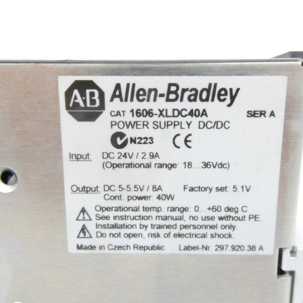 ALLEN BRADLEY 1606-XLDC40A SER. A 18-36VDC 2.9A NSNP