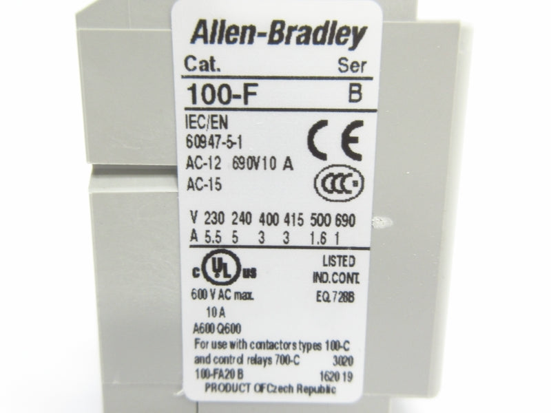 ALLEN BRADLEY 100-FA20 SER. B 600VAC 10A (WH) NSMP