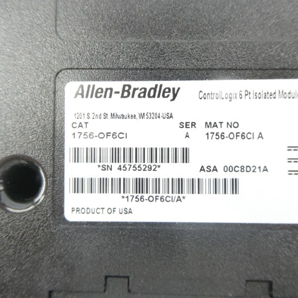 ALLEN BRADLEY 1756-OF6CI SER. A F/W 1.012 24VDC NSNP