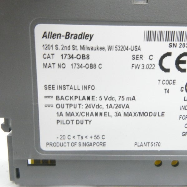 ALLEN BRADLEY 1734-OB8 SER. C F/W 3.022 24VDC NSMP