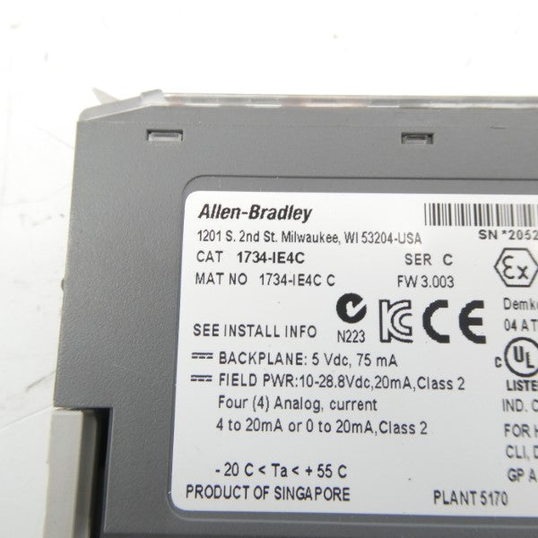 ALLEN BRADLEY 1734-IE4C SER. C F/W 3.003 10-28.8VDC NSNP