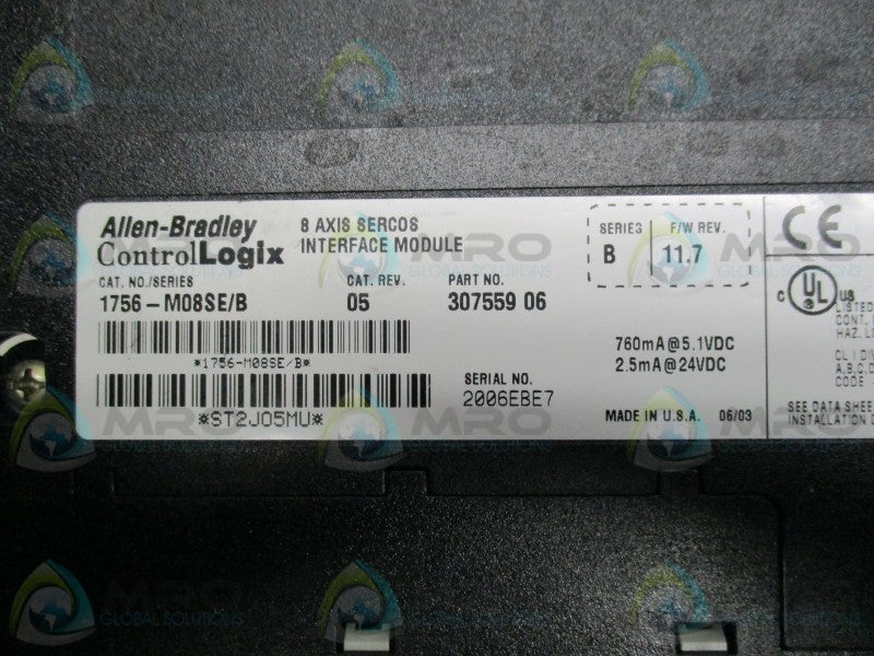 ALLEN BRADLEY 1756-M08SE SER B F/W 11.7  NSNP