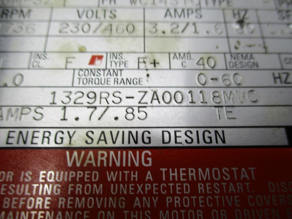 ALLEN BRADLEY 1329RS-ZA00118MVC MOTOR 1HP  UNMP