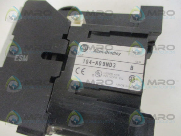 ALLEN BRADLEY 104-A09ND3 SER. B REVERSING CONTACTOR 120V UNMP